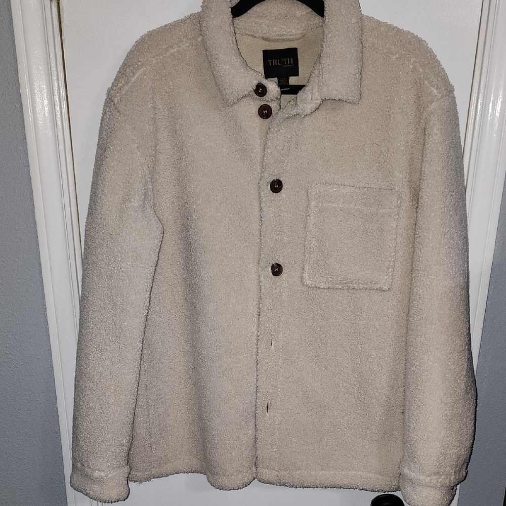 NWOT Truth Men's Off-White Sherpa Shirt Jacket SZ L